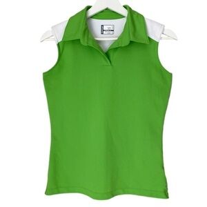 SLAZENGER Golf Polo Shirt Sleeveless Lightweight Green/White Women Size S